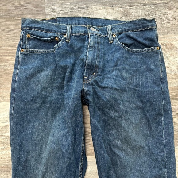 Levi's 511 Red Tab Faded Dark Wash Blue Mens 34x31 Worn In Slim Fit Denim Jeans - Picture 3 of 11